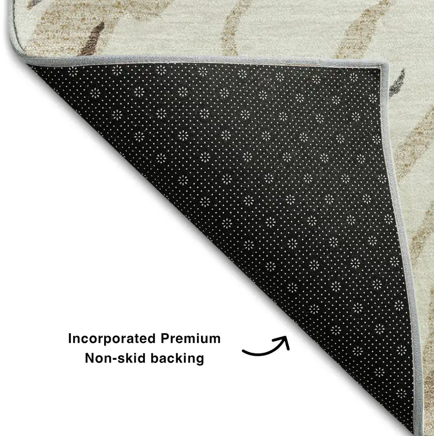 Ivory Taupe And Gray Abstract Washable Area Rug With UV Protection Photo 5