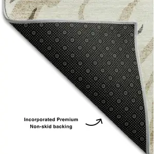 Photo of Ivory Taupe And Gray Abstract Washable Area Rug With UV Protection