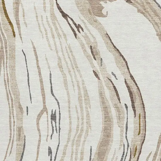 Ivory Taupe And Gray Abstract Washable Area Rug With UV Protection Photo 2