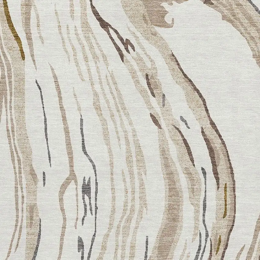 Ivory Taupe And Gray Abstract Washable Area Rug With UV Protection Photo 2