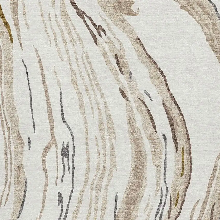 Ivory Taupe And Gray Abstract Washable Area Rug With UV Protection Photo 2