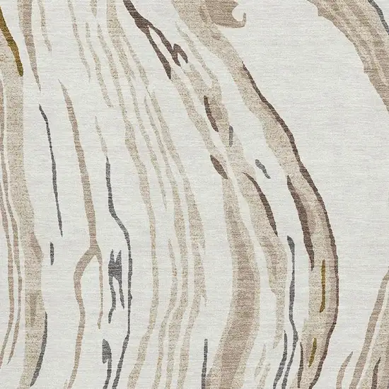 Ivory Taupe And Gray Abstract Washable Area Rug With UV Protection Photo 2