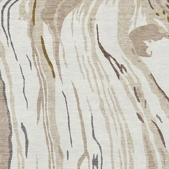 Ivory Taupe And Gray Abstract Washable Area Rug With UV Protection Photo 2