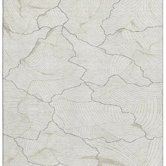 Ivory Taupe And Gray Abstract Washable Area Rug With UV Protection Photo 4