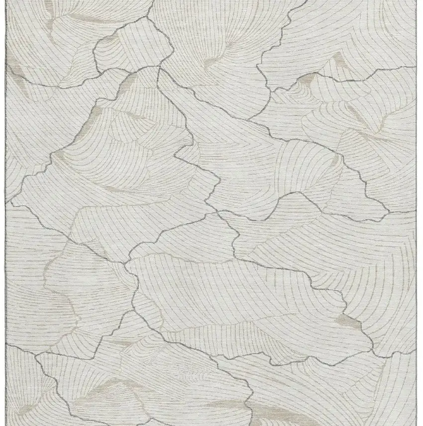 Ivory Taupe And Gray Abstract Washable Area Rug With UV Protection Photo 4