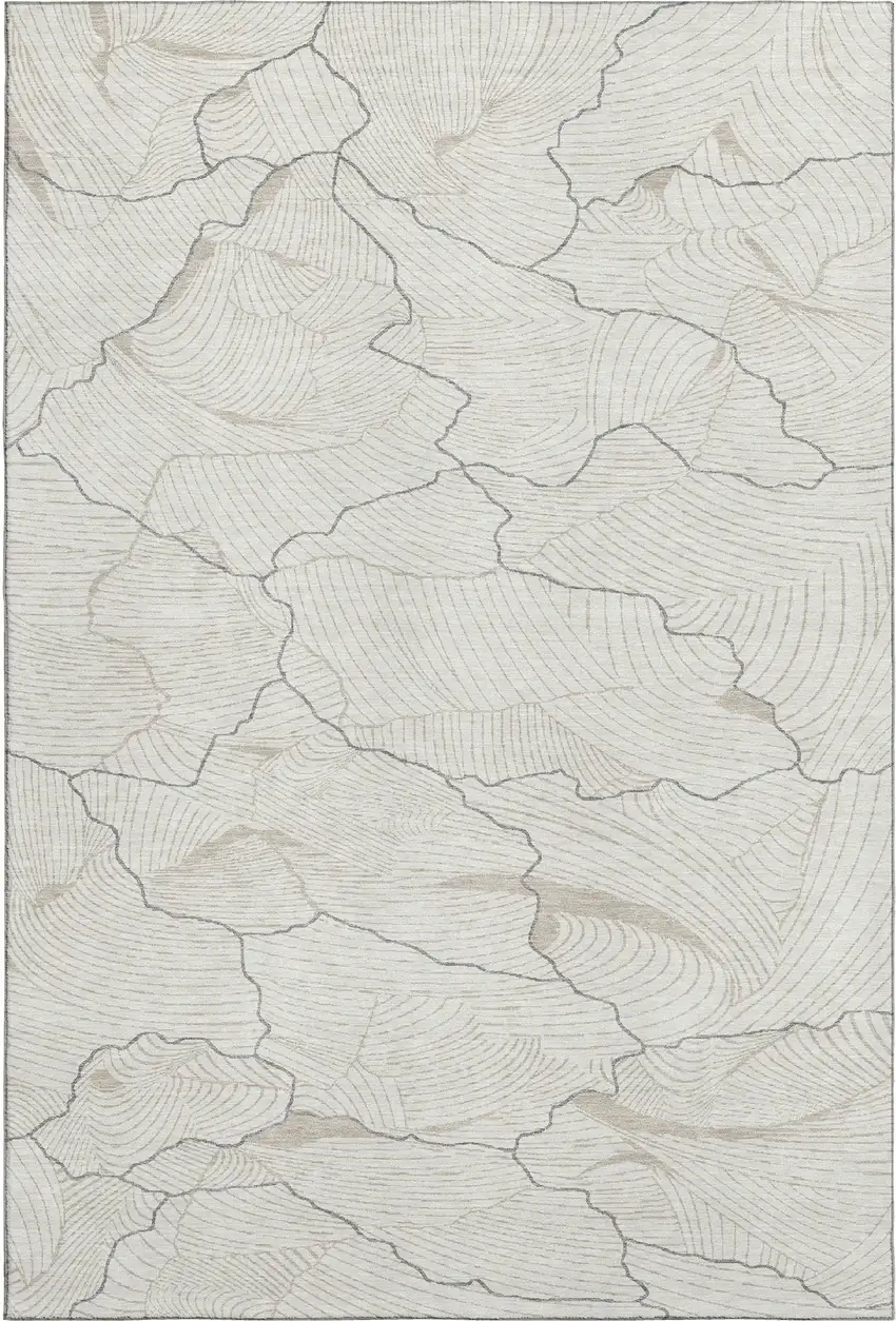 Ivory Taupe And Gray Abstract Washable Area Rug With UV Protection Photo 6