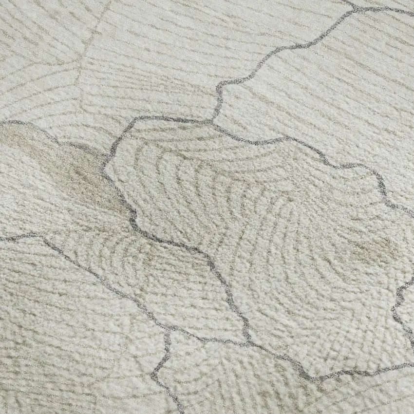 Ivory Taupe And Gray Abstract Washable Area Rug With UV Protection Photo 2