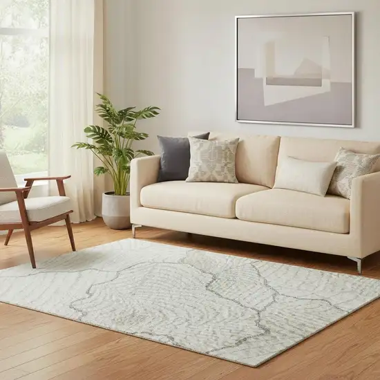 Ivory Taupe And Gray Abstract Washable Area Rug With UV Protection Photo 2