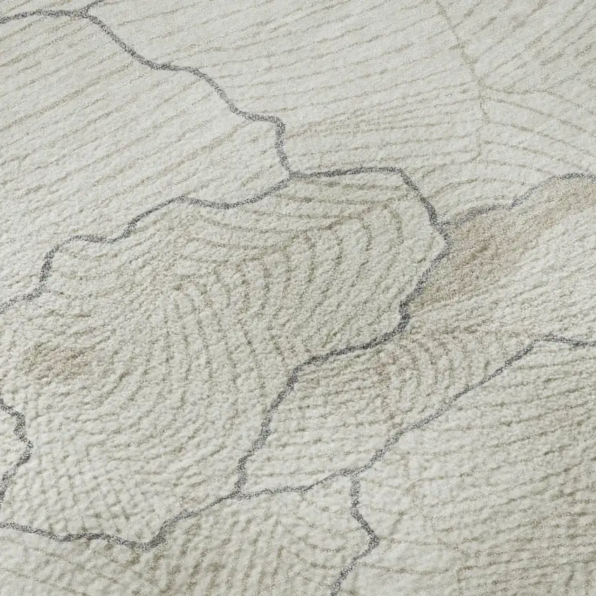 Ivory Taupe And Gray Abstract Washable Area Rug With UV Protection Photo 1