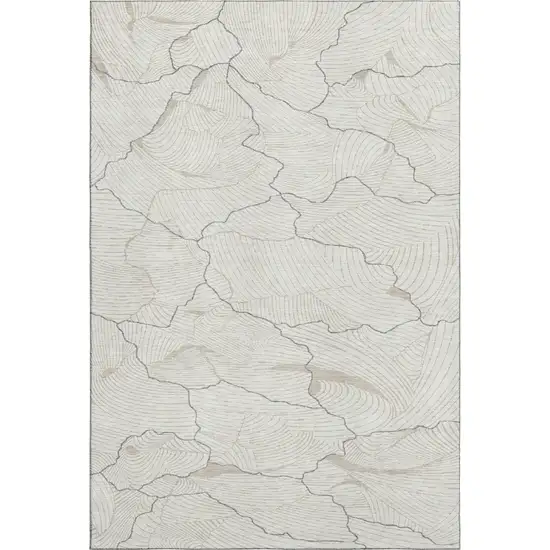 Ivory Taupe And Gray Abstract Washable Area Rug With UV Protection Photo 6
