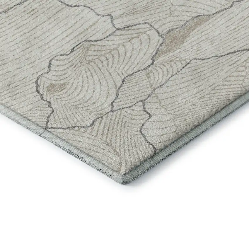 Ivory Taupe And Gray Abstract Washable Area Rug With UV Protection Photo 8