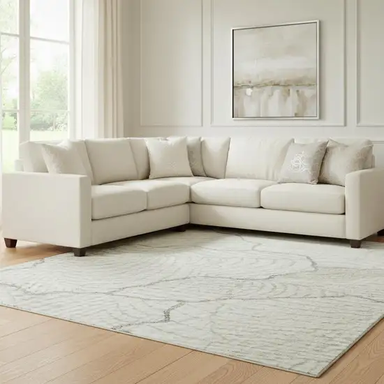 Ivory Taupe And Gray Abstract Washable Area Rug With UV Protection Photo 2