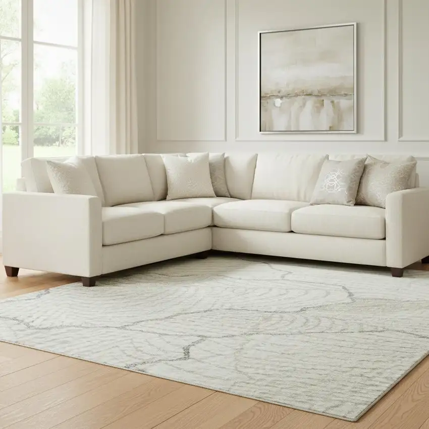 Ivory Taupe And Gray Abstract Washable Area Rug With UV Protection Photo 2