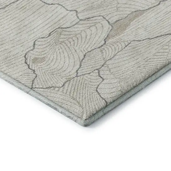 Ivory Taupe And Gray Abstract Washable Area Rug With UV Protection Photo 8