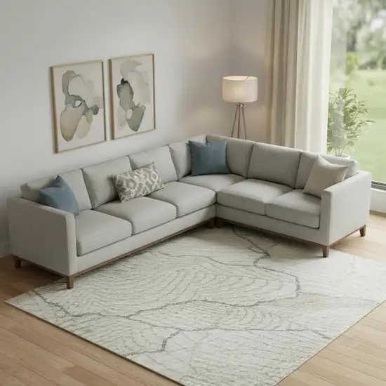 Ivory Taupe And Gray Abstract Washable Area Rug With UV Protection Photo 2