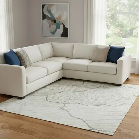 Ivory Taupe And Gray Abstract Washable Area Rug With UV Protection Photo 2