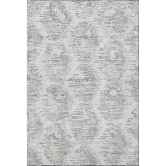 Ivory Taupe And Gray Diamond Washable Area Rug With UV Protection Photo 4