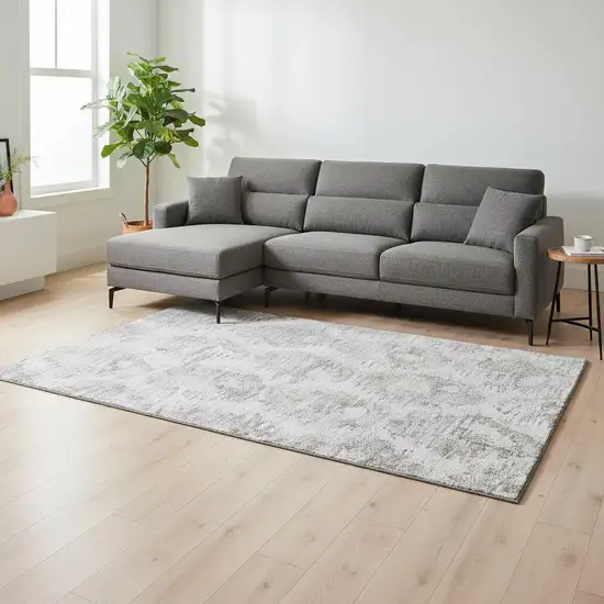 Ivory Taupe And Gray Diamond Washable Area Rug With UV Protection Photo 2