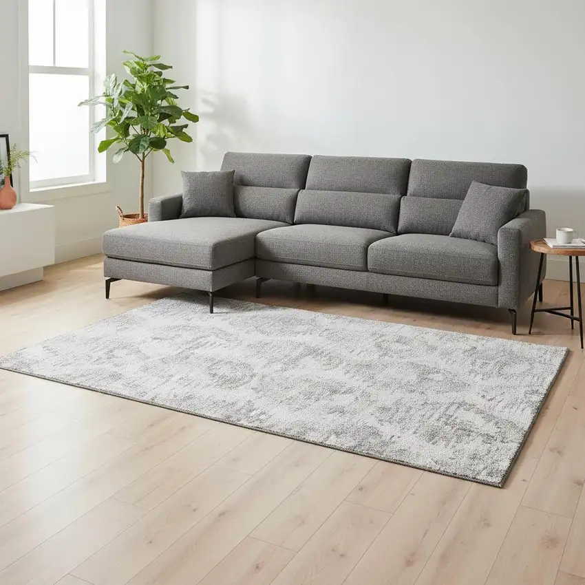 Ivory Taupe And Gray Diamond Washable Area Rug With UV Protection Photo 2