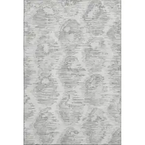 Photo of Ivory Taupe And Gray Diamond Washable Area Rug With UV Protection