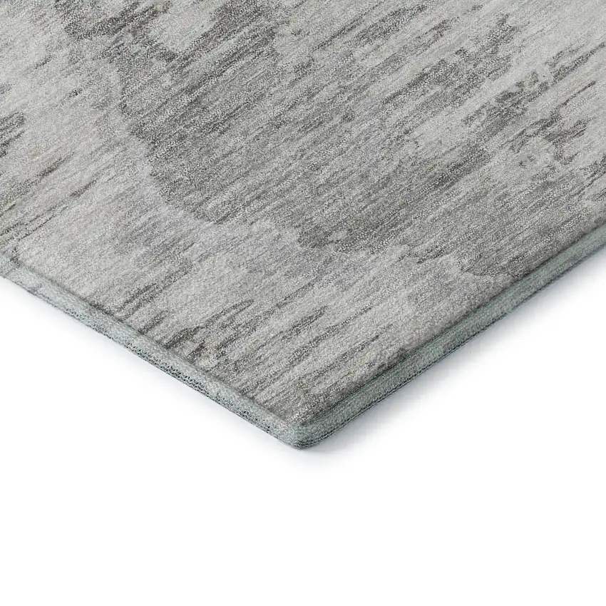 Ivory Taupe And Gray Diamond Washable Area Rug With UV Protection Photo 8