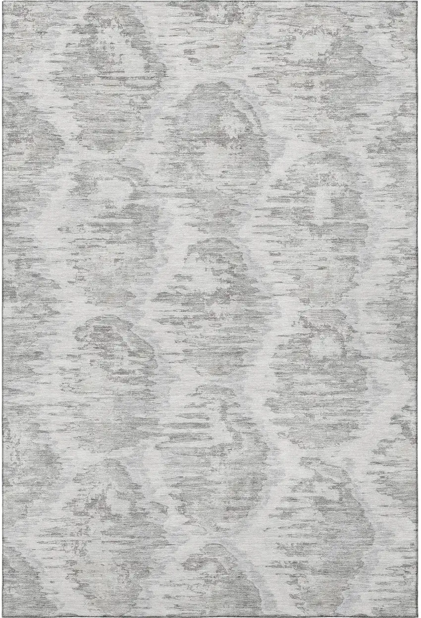 Ivory Taupe And Gray Diamond Washable Area Rug With UV Protection Photo 4