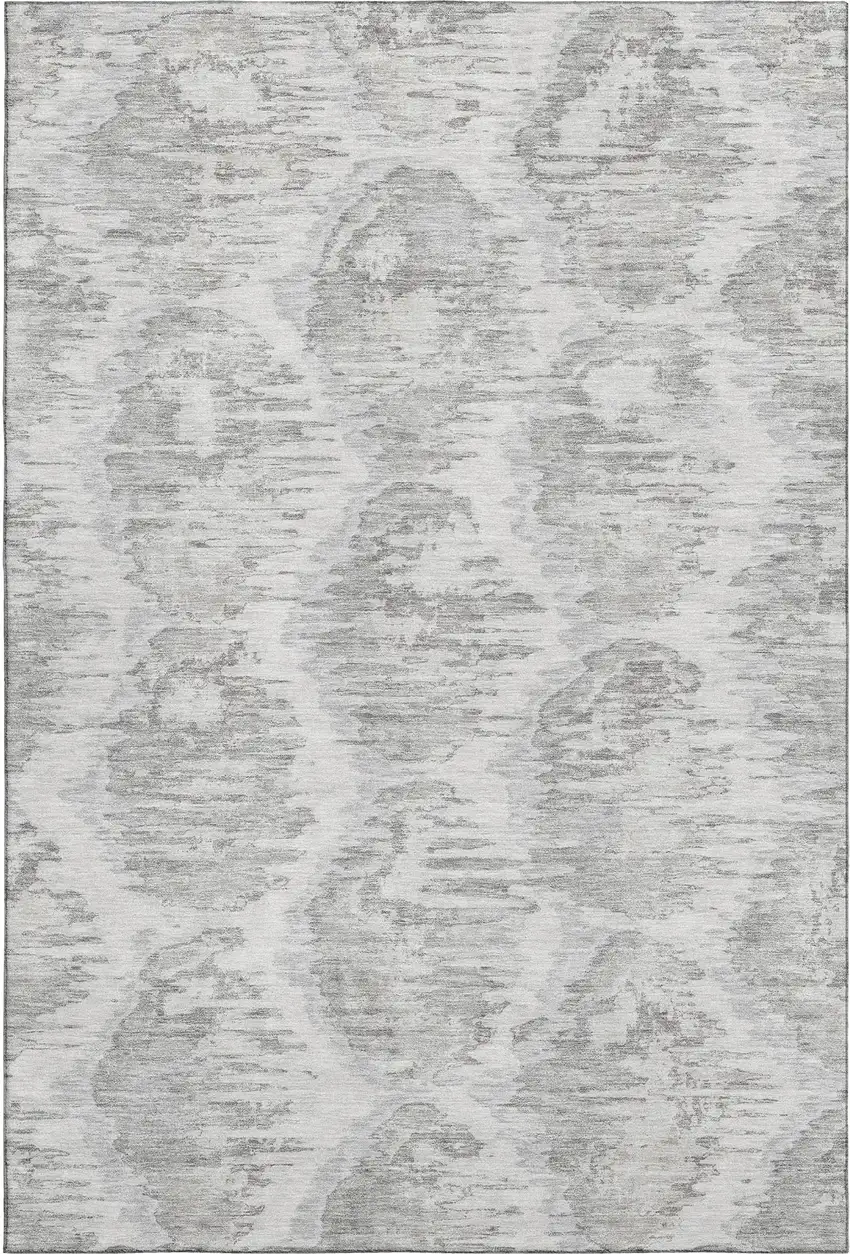 Ivory Taupe And Gray Diamond Washable Area Rug With UV Protection Photo 1