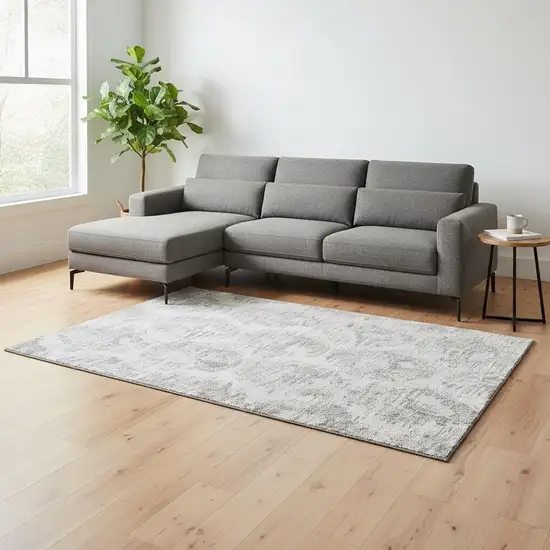 Ivory Taupe And Gray Diamond Washable Area Rug With UV Protection Photo 2