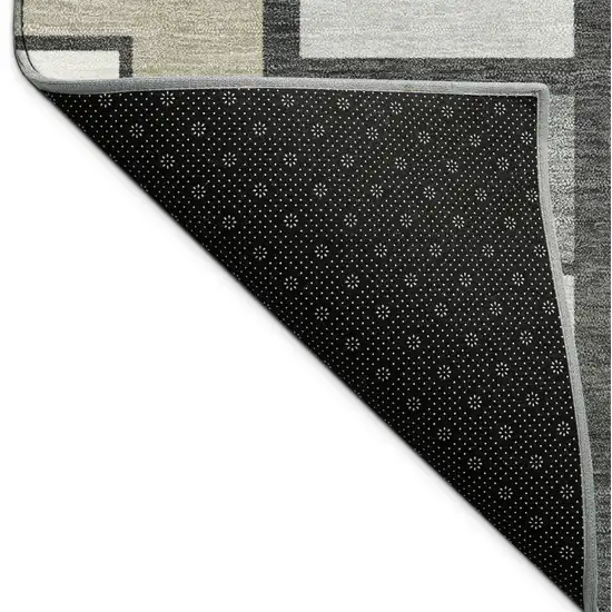 Ivory Taupe And Gray Geometric Washable Indoor Outdoor Area Rug Photo 9