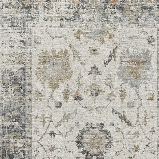Ivory Taupe And Gray Oriental Washable Area Rug With UV Protection Photo 3