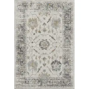 Photo of Ivory Taupe And Gray Oriental Washable Area Rug With UV Protection