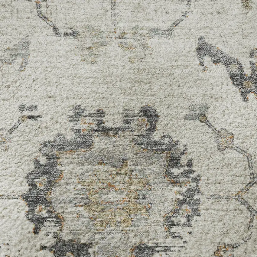 Ivory Taupe And Gray Oriental Washable Area Rug With UV Protection Photo 8