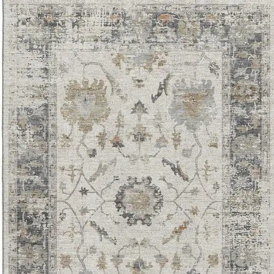 Ivory Taupe And Gray Oriental Washable Area Rug With UV Protection Photo 4