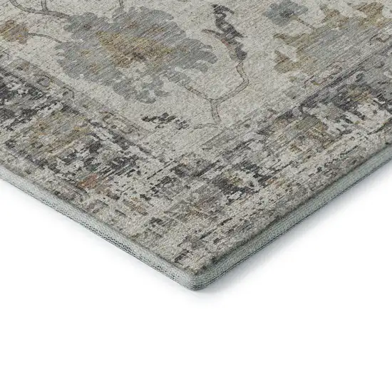 Ivory Taupe And Gray Oriental Washable Area Rug With UV Protection Photo 8