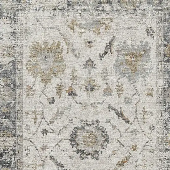 Ivory Taupe And Gray Oriental Washable Area Rug With UV Protection Photo 3