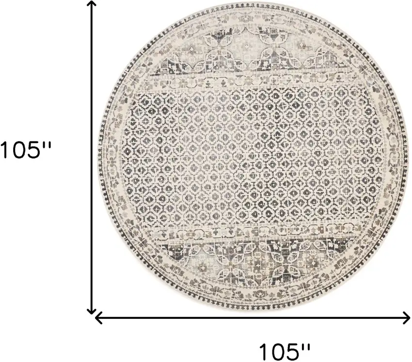 Ivory Taupe And Gray Round Abstract Stain Resistant Area Rug Photo 7