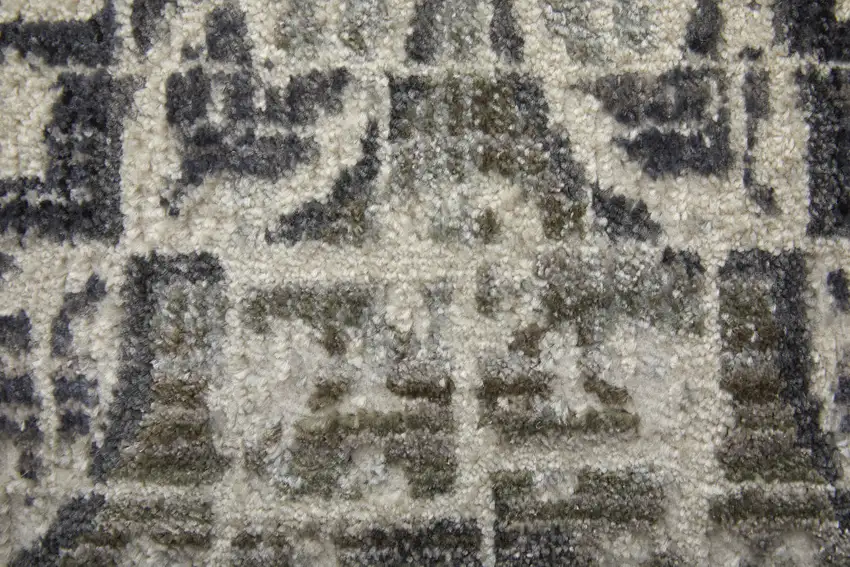 Ivory Taupe And Gray Round Abstract Stain Resistant Area Rug Photo 6