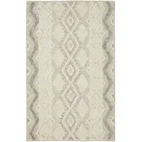 Photo of Ivory Taupe And Gray Wool Geometric Tufted Handmade Stain Resistant Area Rug