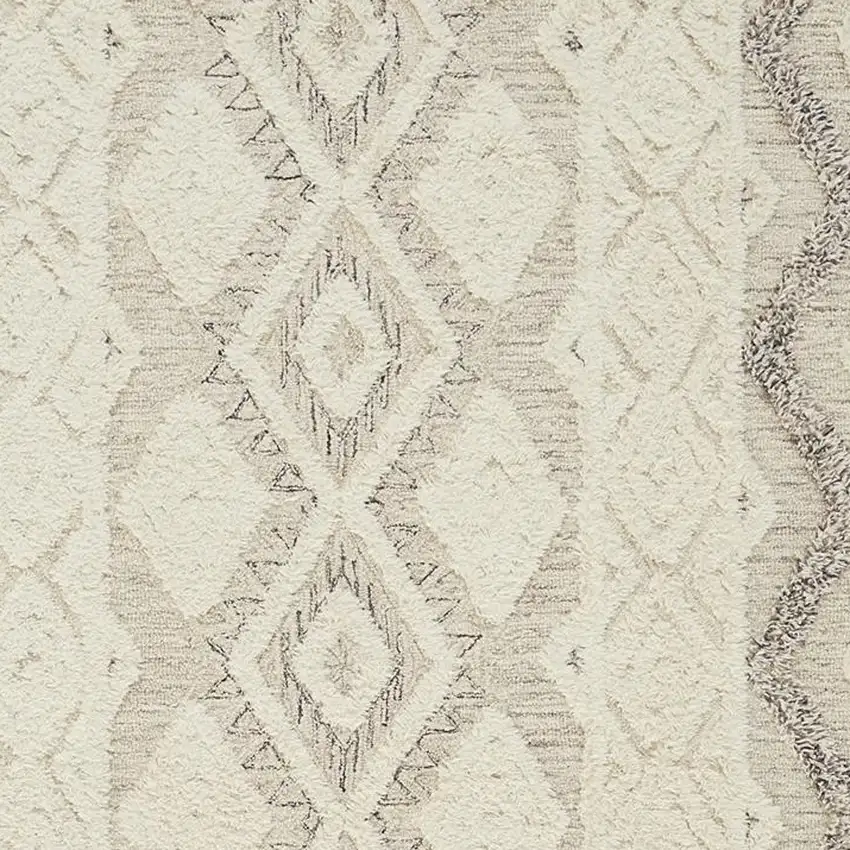 Gray and Ivory Wool Geometric Hand Tufted Area Rug Photo 7