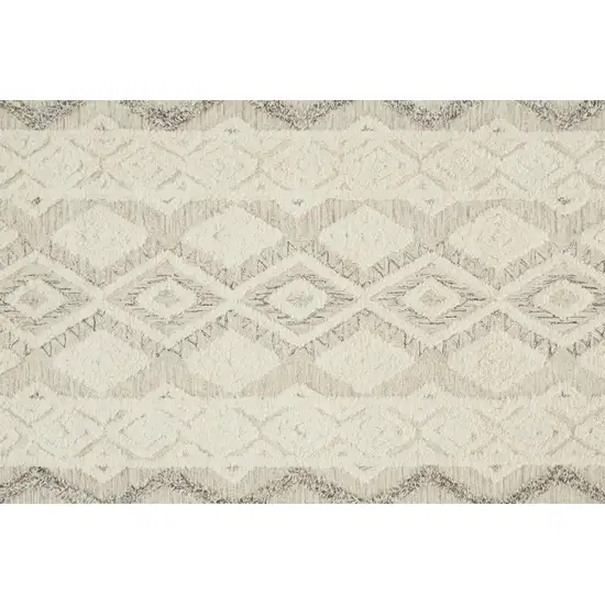 Ivory Taupe And Gray Wool Geometric Tufted Handmade Stain Resistant Area Rug Photo 8