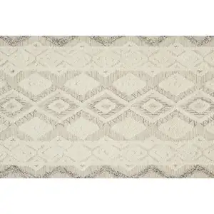 Photo of Ivory Taupe And Gray Wool Geometric Tufted Handmade Stain Resistant Area Rug