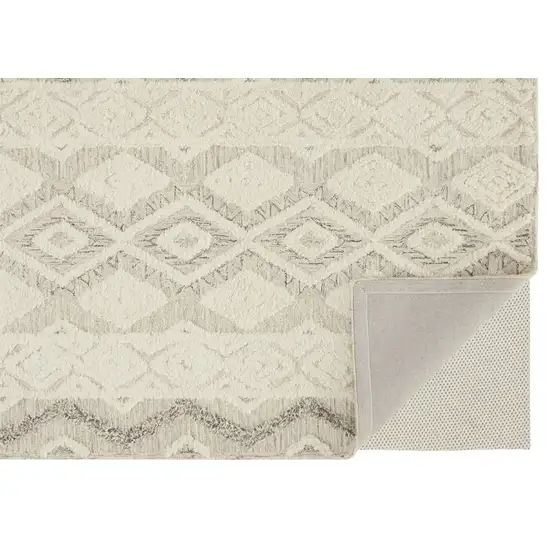 Ivory Taupe And Gray Wool Geometric Tufted Handmade Stain Resistant Area Rug Photo 1