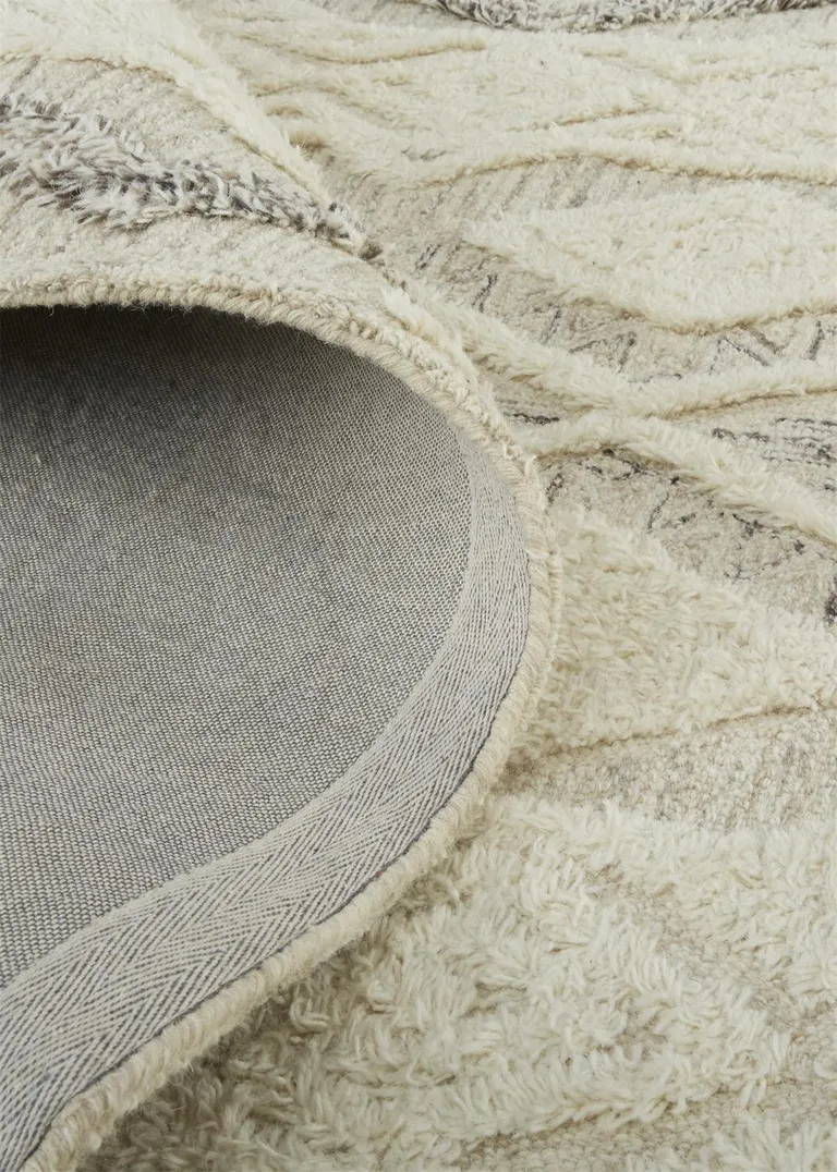 Ivory Taupe And Gray Wool Geometric Tufted Handmade Stain Resistant Area Rug Photo 2