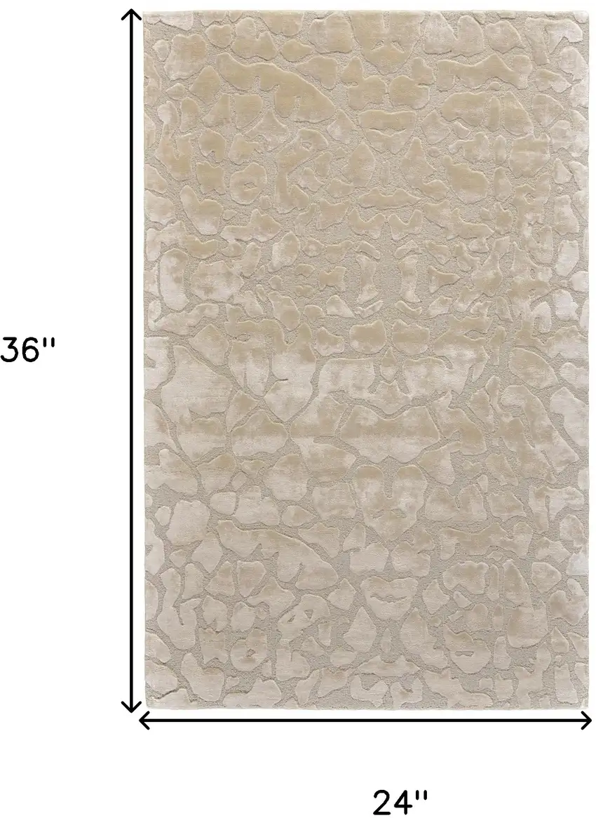 Ivory Taupe And Tan Abstract Tufted Handmade Area Rug Photo 6