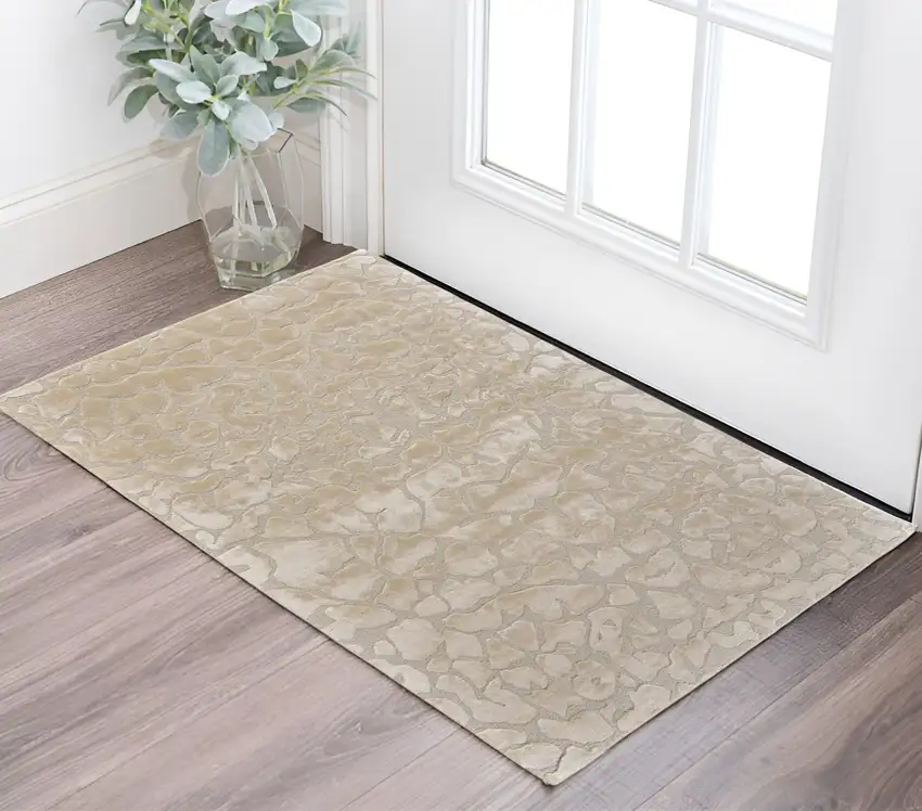 Gray and Ivory Abstract Hand Tufted Non Skid Area Rug Photo 1