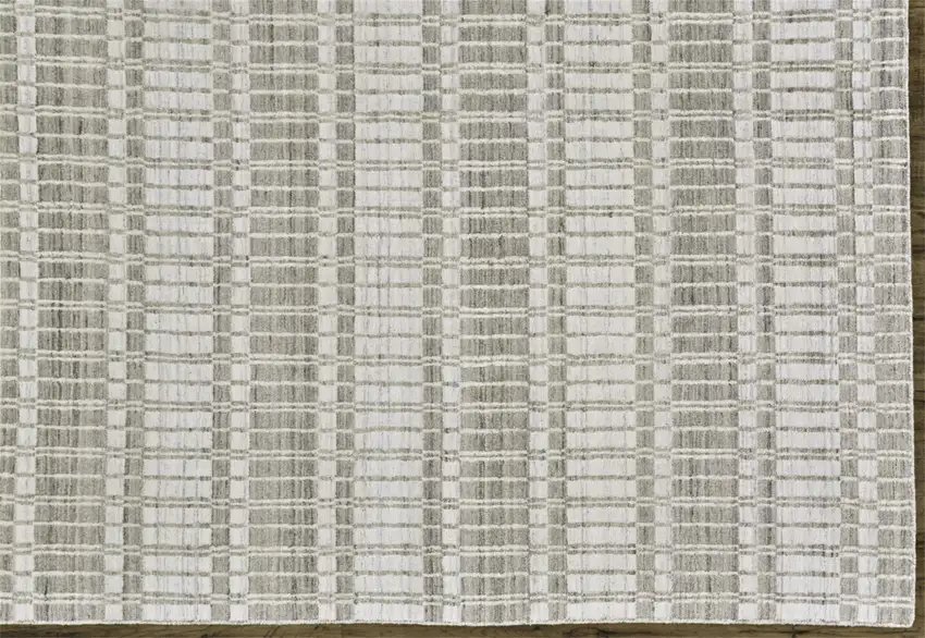 Ivory Taupe And Tan Striped Hand Woven Area Rug Photo 6