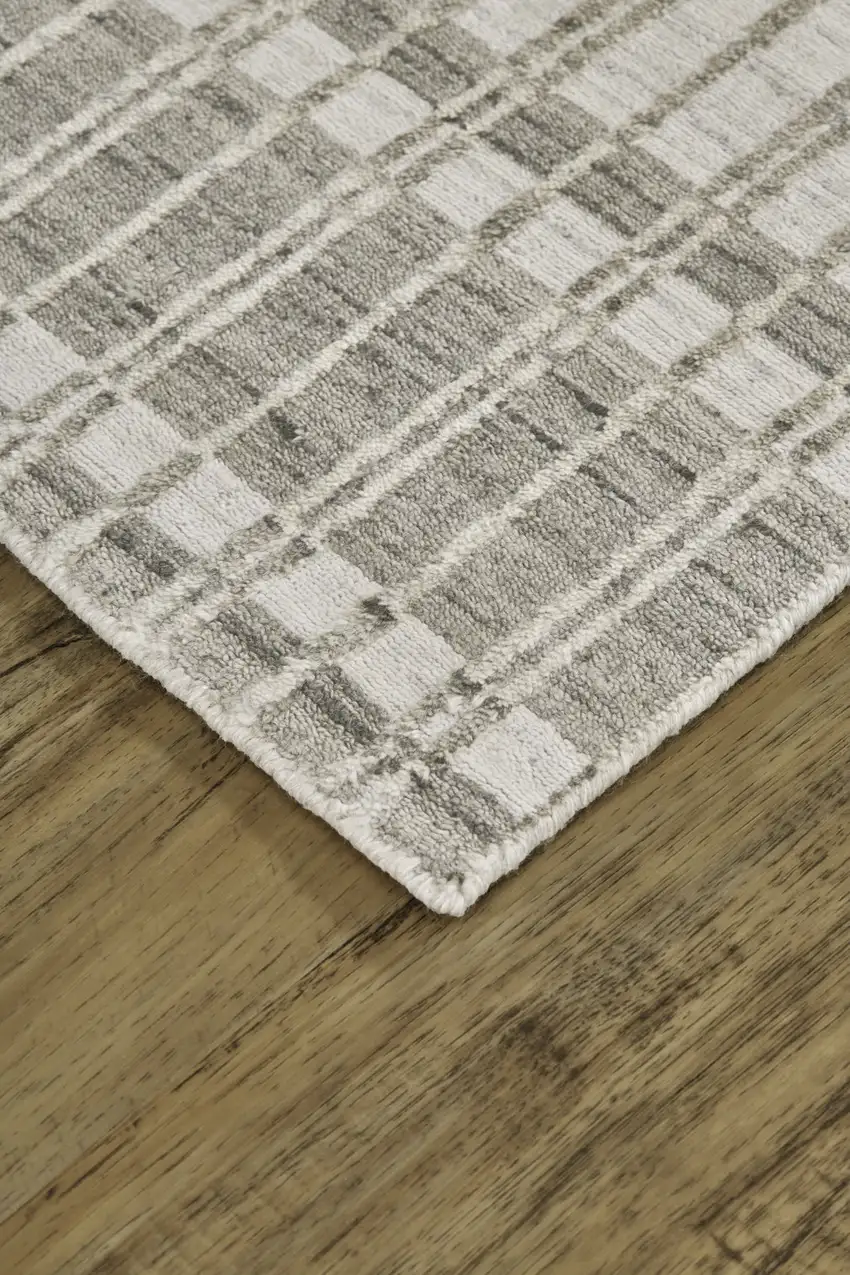 Ivory Taupe And Tan Striped Hand Woven Area Rug Photo 7