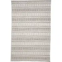 Photo of Ivory Taupe And Tan Striped Hand Woven Area Rug