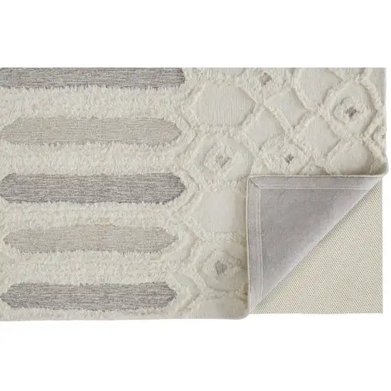 Gray and Ivory Wool Geometric Hand Tufted Area Rug Photo 5