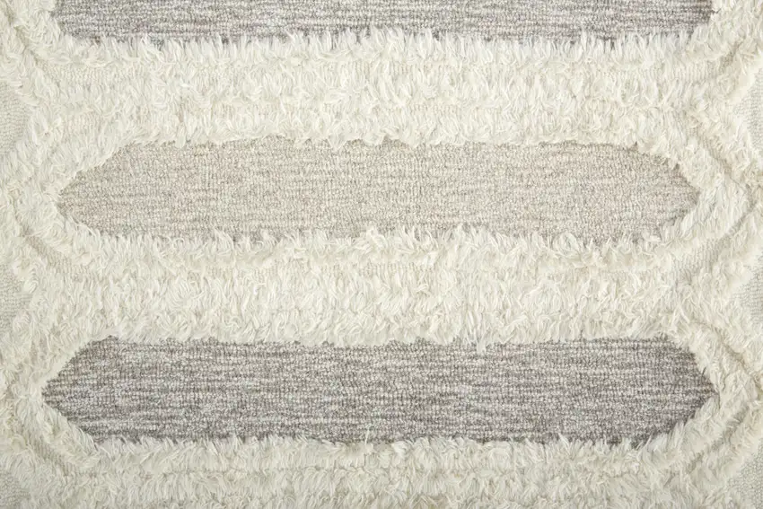 Ivory Taupe And Tan Wool Geometric Tufted Handmade Stain Resistant Area Rug Photo 8